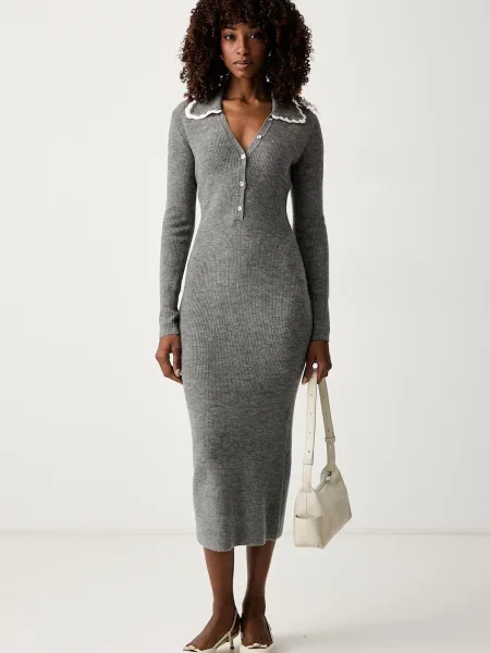 Twinset rochie cu amestec de lână gri