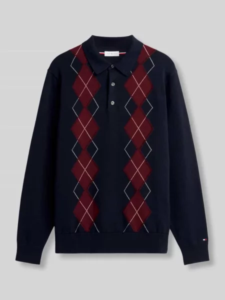 Sweter z czystej bawełny o kroju regular fit Tommy Hilfiger granatowy