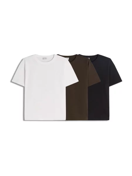 Bershka Tricou oliv / negru alb