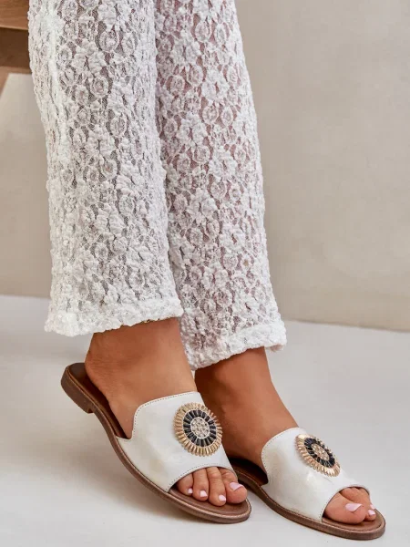 Kožené pantofle Lewski Shoes na plochém podpatku