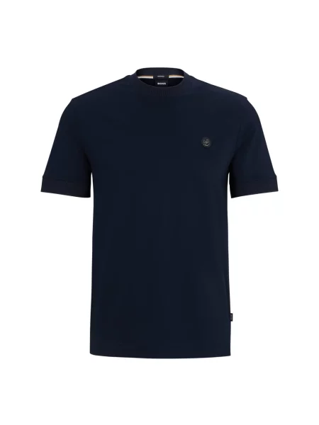 Boss Black Koszulki Mężczyzna Miękki T-shirt z monogramem niebieski