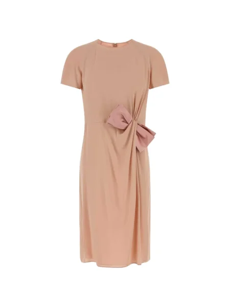Rochie midi Valentino Garavani cu funde până la genunchi de costum roz
