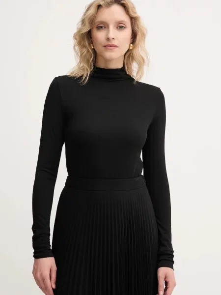 Tričko s dlouhým rukávem Marella Emme by Marella s golfem černá