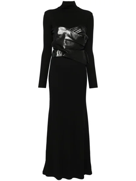 Maksi sukienka maxi Nanushka drapowana garniturowa czarna