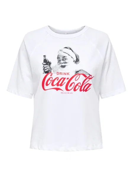 ONLY Carmakoma Tricou CARCOCA COLA XMAS roz / negru alb