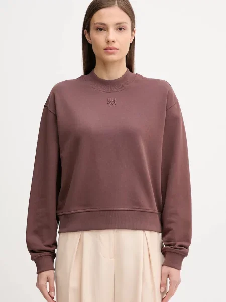 HUGO bluza gładka brązowy