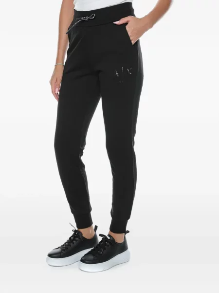Pantaloni Armani Exchange cu imagine alergare cu cordon negru