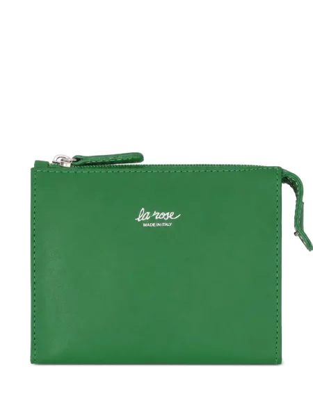 Geantă La Rose din piele cu imagine verde