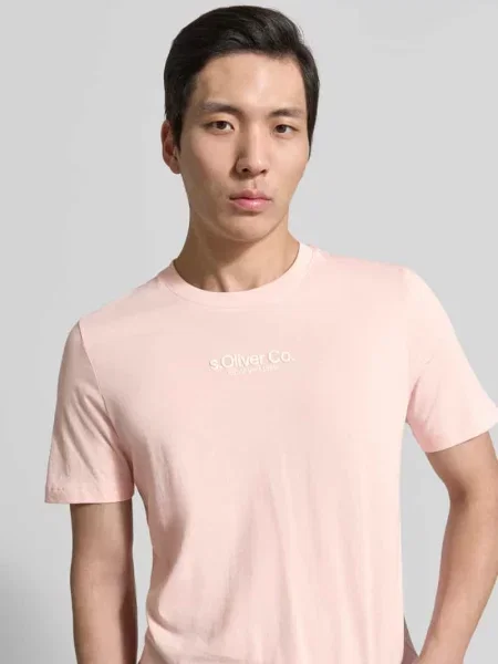 T-shirt o kroju regular fit z czystej bawełny S.oliver Red Label różowa