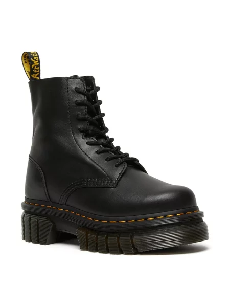 Lekkie botki Dr. Martens skórzane na płaskim obcasie czarne