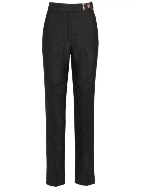 Spodnie Silvia Tcherassi w kwiatki żakardowe czarne