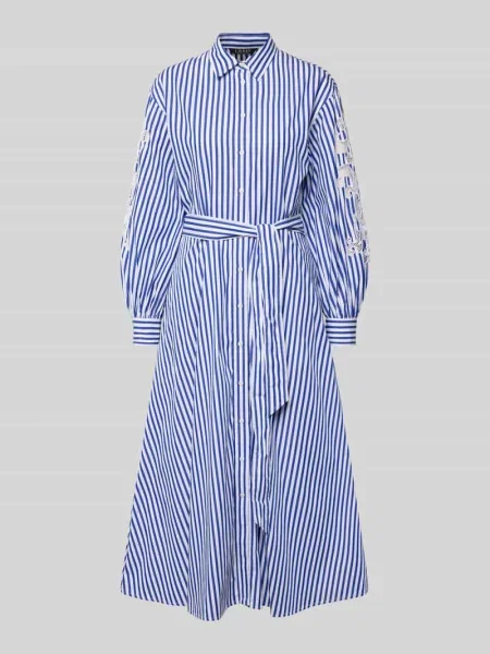 Dopasowana sukienka koszulowa z czystej bawełny model LUVRETTE' Lauren Ralph Lauren niebieska