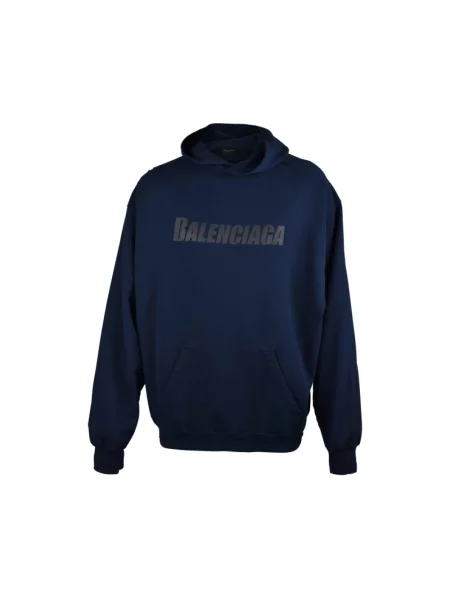 Bluza z kapturem Balenciaga z nadrukiem niebieska