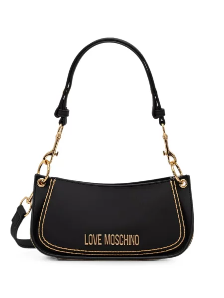 Geantă shopper Love Moschino cu autograf negru