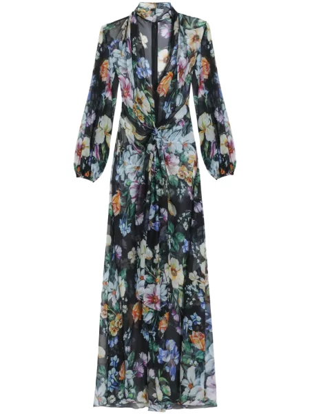 Rochie maxi Dolce & Gabbana cu model floral cu imagine lungă negru