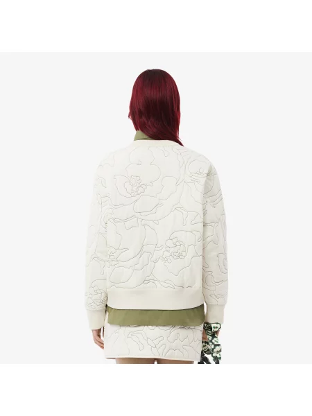 Lacoste Bluza Z Okrągłym Dekoltem Dwustronna Ze Wzorem Oversize Kremowa Kremowy