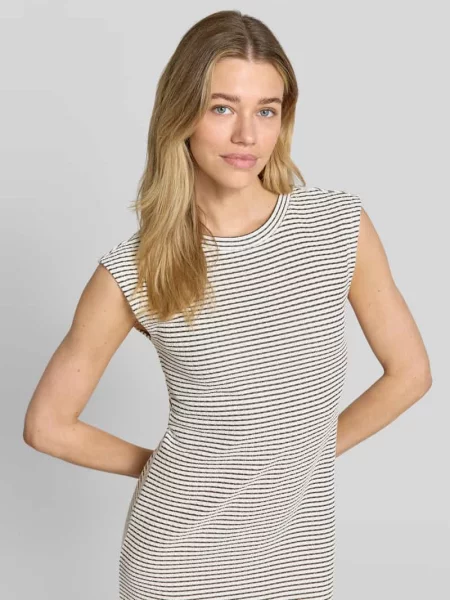 Taliowana sukienka midi z mieszanki bawełny Tom Tailor Denim biała