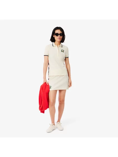 Lacoste Koszulka Polo Z Blokadą Koloru Slim Fit beżowa