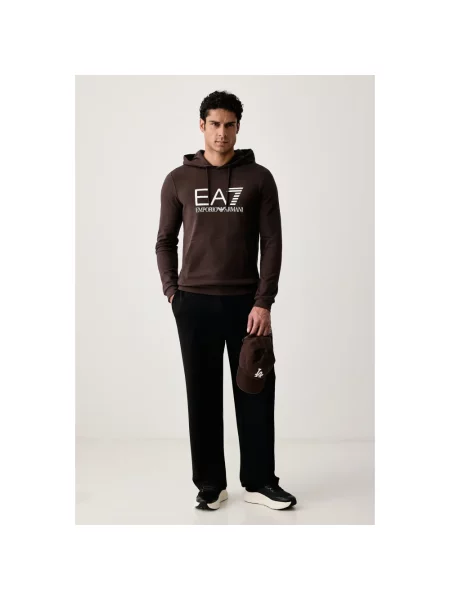 Bluza z kapturem Emporio Armani Ea7 z kapturem brązowa