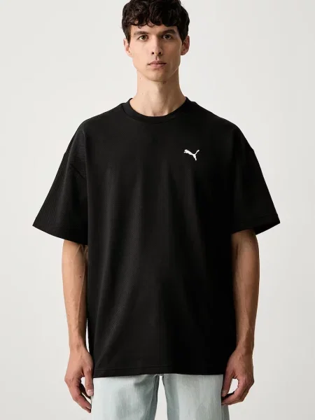 Puma tričko s bavlnou Essentials Elevated černé