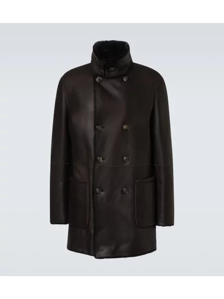 Palton Giorgio Armani din piele maro