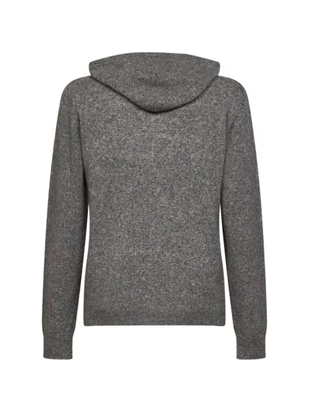 Πλεκτό hoodie Roberto Collina γκρι