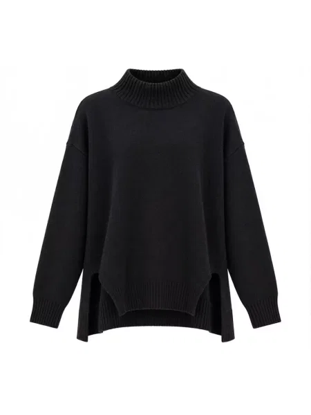 Sweter z golfem Kaos wełniany czarny