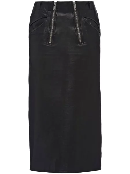 Fustă din piele Prada până la genunchi negru