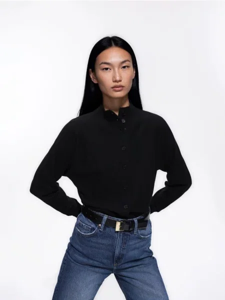 Reserved Cardigan cu adaos de negru