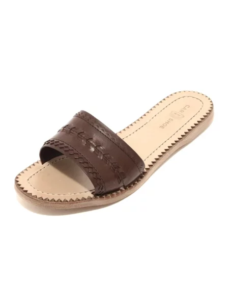 Klapki Car Shoe skórzane brązowe