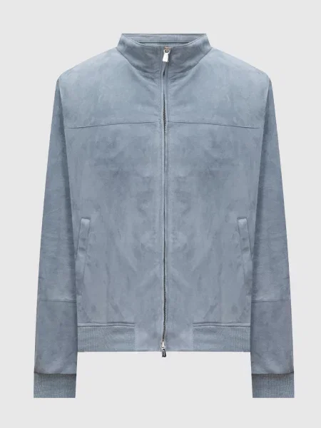 Замшева куртка Enrico Mandelli блакитна