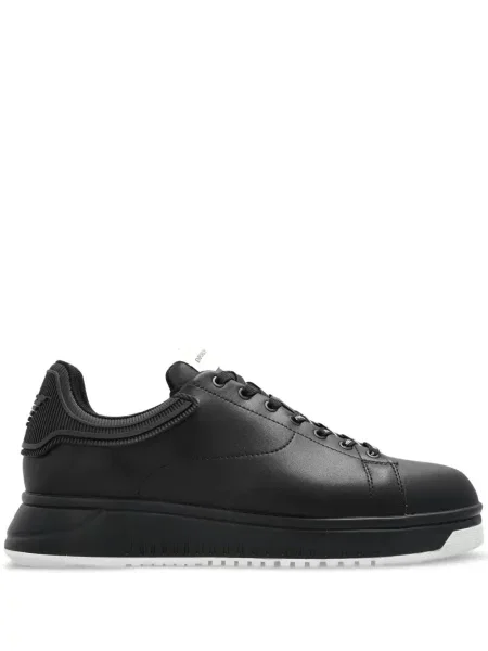 Sneakerși Emporio Armani cu șireturi din piele negru