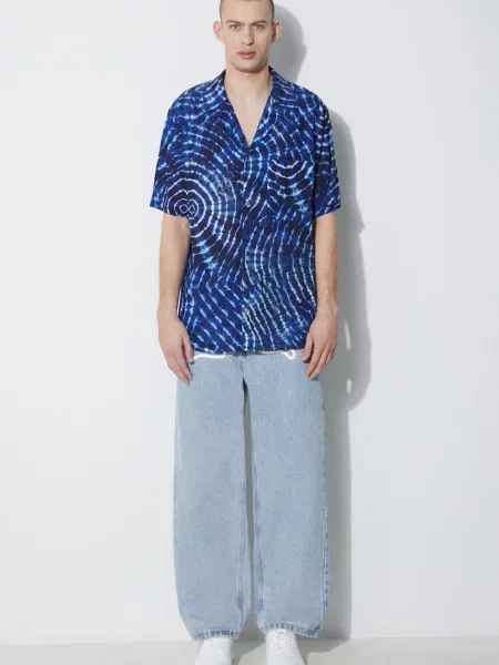 Košeľa Marcelo Burlon Aop Soundwaves Hawaii Shirt modrá