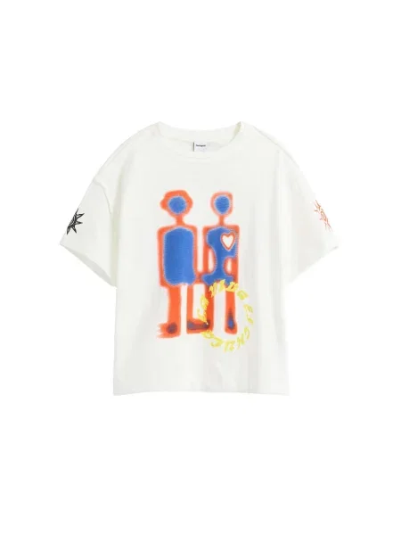 Desigual Tricou albastru regal / galben / portocaliu alb