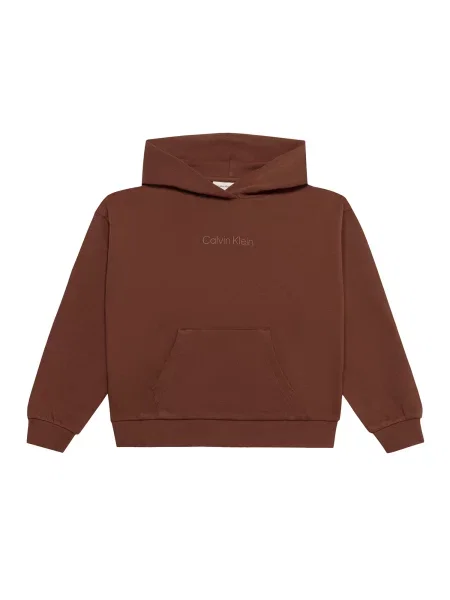 Calvin Klein Jeans Μπλούζα φούτερ σκούρο καφέ λευκό