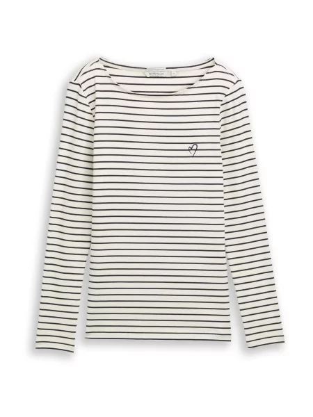TOM TAILOR Tricou bleumarin / murdar alb