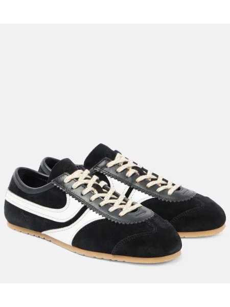 Sneakerși Dries Van Noten din piele de căprioară negru