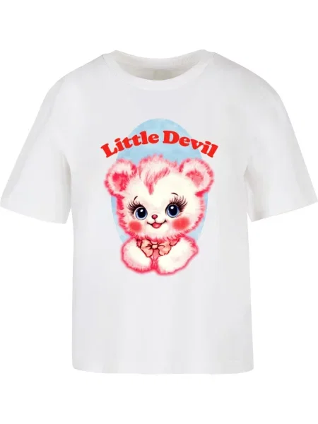 Miss Tee Tričko Little Devil světlemodrá / pink / červená bílá