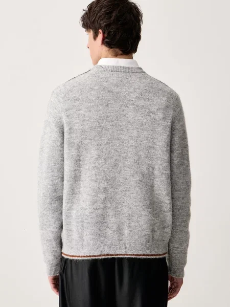 Dzianinowa puszyste bluza Adidas Originals w paski szara