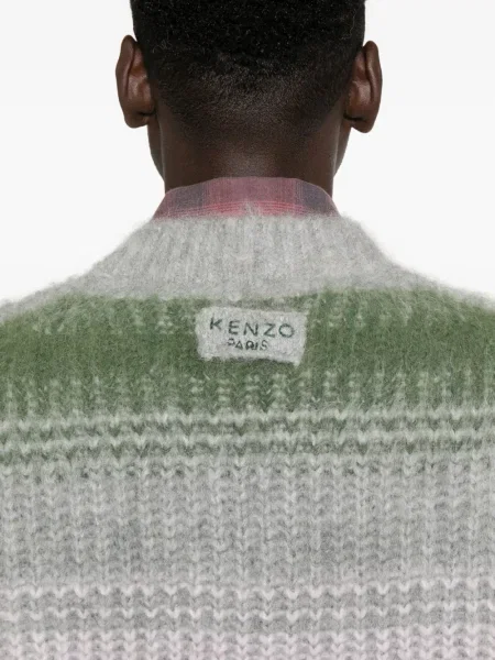 Pulover Kenzo cu dungi cu decolteu în V gri