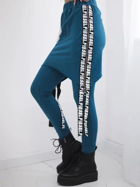 Pantaloni Kesi cu inscripții albastru