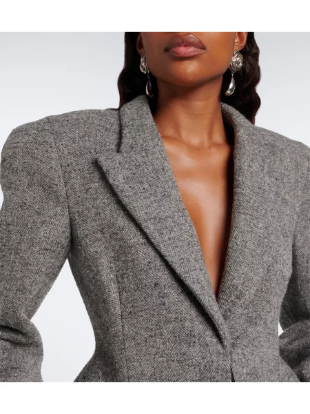 Rochie Magda Butrym de lână cu model herringbone gri