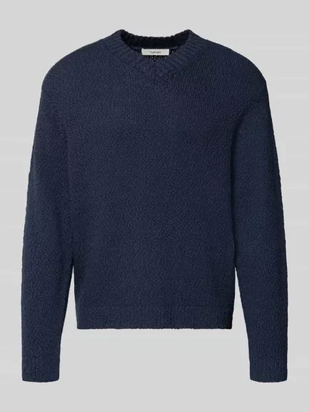 Sweter z dzianiny o kroju regular fit z czystej bawełny ekologicznej model ‘Angus’ Selected Homme granatowy