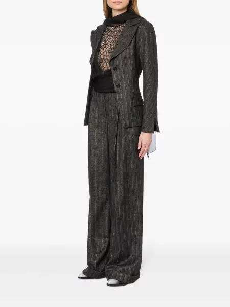 Dryžuotas vienakrūtis švarkas Alberta Ferretti pilka