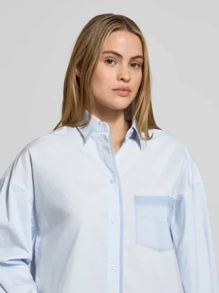 Bluzka z długim rękawem o kroju oversized z czystej bawełny model ‘C_Bonsta’ Boss Orange niebieska