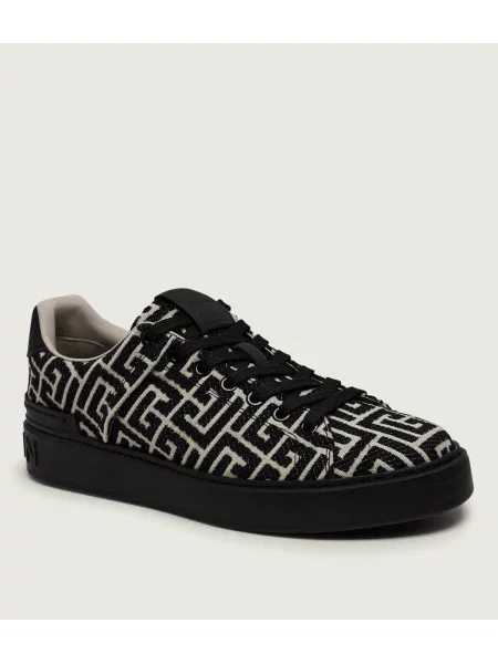 Balmain Sneakers B-Court cu adaos de piele negru