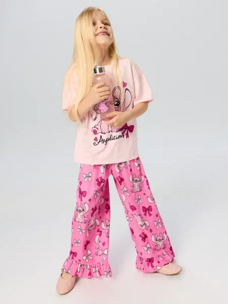 Sinsay kalhoty s širokými nohavicemi Stitch vícebarevná
