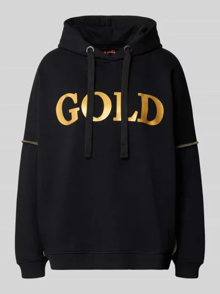 Bluza z kapturem o kroju oversized z czystej bawełny model Silver and Gold' Miss Goodlife czarna