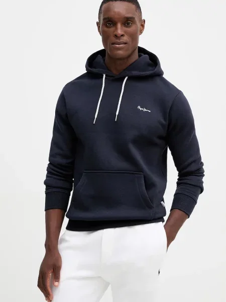 Pepe Jeans bluza granatowy z kapturem gładka beżowa