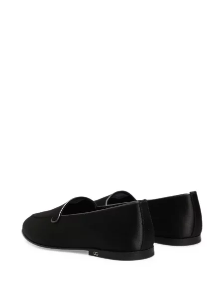 Satenske loaferice Dolce & Gabbana s autogramom crna